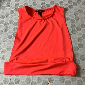 Publik Large Neon Orange Cropped Top Open Sleeve Tank Top